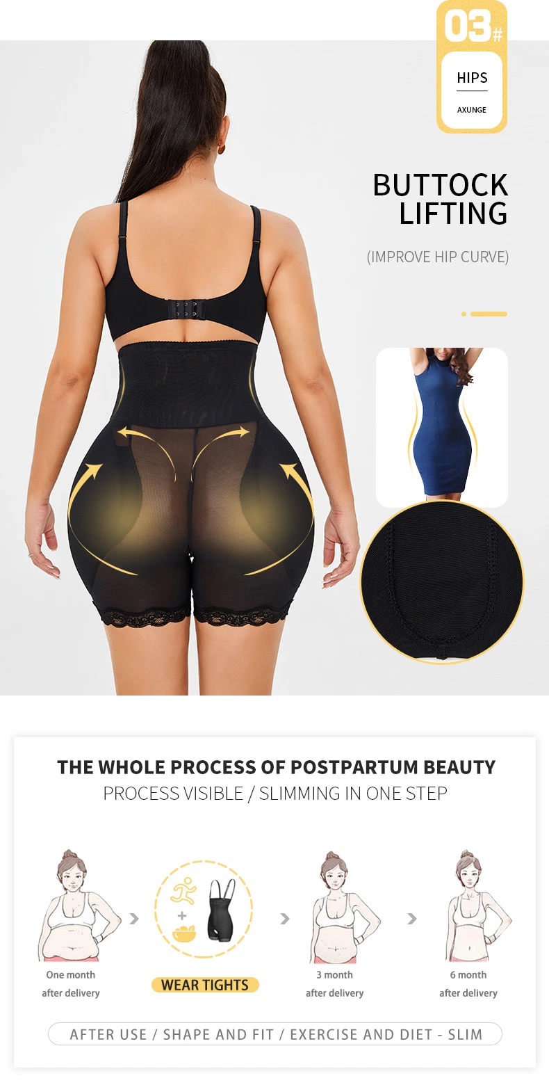 Wholesale Women High Waist Butt Lifter Control Panties Shapewear Padded Hip Enhancer Body Shaper Plus Size